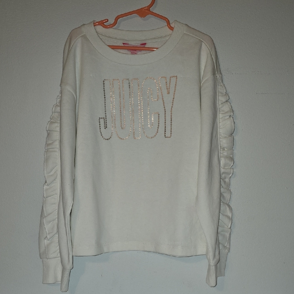 Juicy Couture Kids White Sweatshirt with Ruffled Sleeves